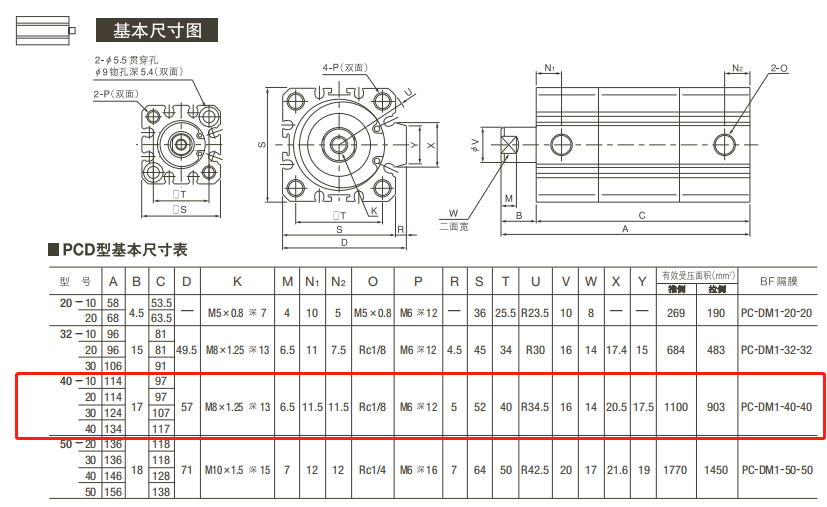 PCD-40-20選型尺寸 PCD-40-20選型尺寸